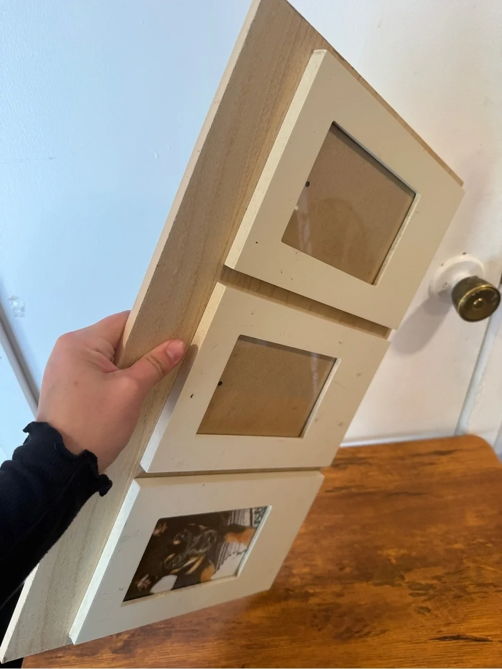 Beige Triple Photo Frame Wall Display